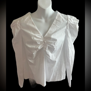 River Island New without tags White Rusched Long Sleeve Blouse US SZ 8‎